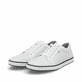 Weiße Rieker Herren Schnürschuhe 19603-80 mit modernen Ziernähten. Schuhpaar seitlich schräg.