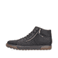 
Asphaltschwarze Rieker Herren Schnürschuhe 18940-00 mit einer robusten Profilsohle. Schuh Außenseite