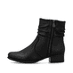 Schwarze Rieker Damen Stiefeletten 78656-00 aus Glattleder mit Reißverschluss. Schuh Außenseite.