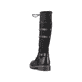 Schwarze Rieker Damen Hochschaftstiefel 94732-00 mit einem Reißverschluss. Schuh von hinten.