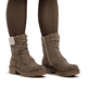 Braun-beige Rieker Damen Schnürstiefel Y8119-25 mit Teddyfell-Kragen. Schuh am Fuß.