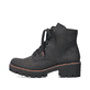 Graphitschwarze Rieker Damen Schnürstiefel 79240-00 mit Schnürung und Reißverschluss. Schuh Außenseite