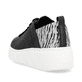 Schwarze Rieker Damen Sneaker Low W2602-02 mit einer Schnürung. Schuh von hinten.