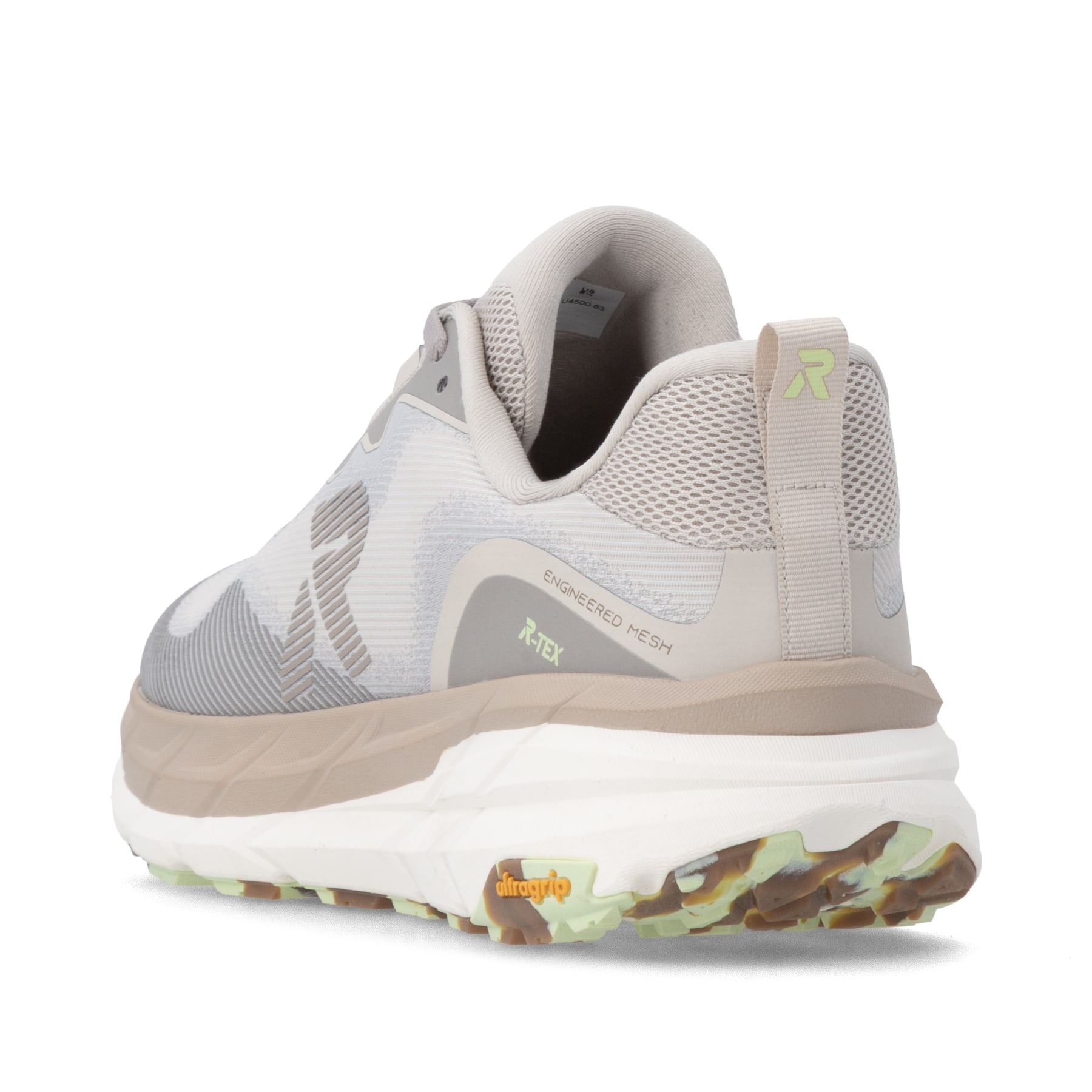 Beige Rieker Sport Herren Sneaker Low U4500-63. Schuh von hinten.