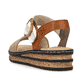 Beige Rieker Keilsandaletten 62964-90 mit einem Klettverschluss. Schuh von hinten.