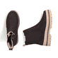 Dunkelbraun-beige Rieker Damen Chelsea Boots Y6272-25 mit einem Reißverschluss. Schuh von oben, liegend.