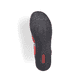 Rote Rieker Damen Pantoletten 62976-33 mit Schnalle sowie Ziernähten. Schuh Laufsohle.