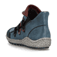 
Ozeanblaue Rieker Damen Slipper Z7582-00 mit einer Profilsohle. Schuh von hinten
