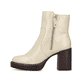 
Vanillebeige Rieker Damen Stiefeletten Y4155-60 mit Reißverschluss sowie Blockabsatz. Schuh Außenseite