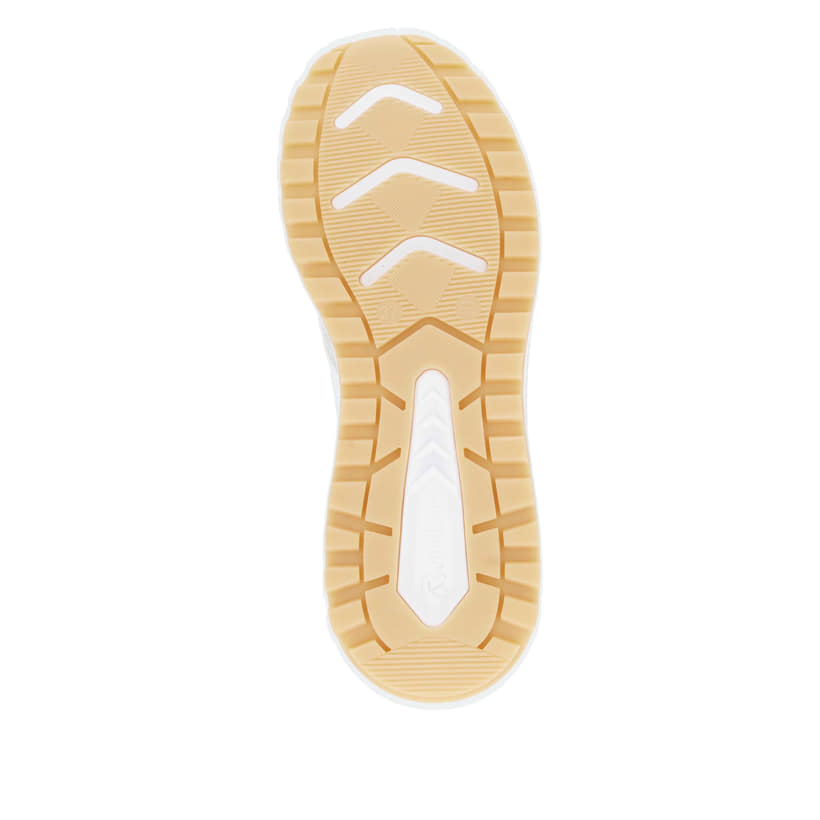 Baskets basses Rieker blanches pour femme W2500-81 avec lacets. Semelle extérieure de la chaussure.