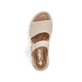 Beige Rieker Damen Riemchensandalen V8554-60 mit trendigen Schnalle. Schuh von oben.