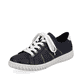 Marineblaue Rieker Damen Schnürschuhe N0910-14 mit Ziernähten. Schuh seitlich schräg.