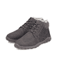 Dunkelbraune Rieker Herren Schnürstiefel 08130-25 mit dem Highflex-Feature. Schuhpaar seitlich schräg.