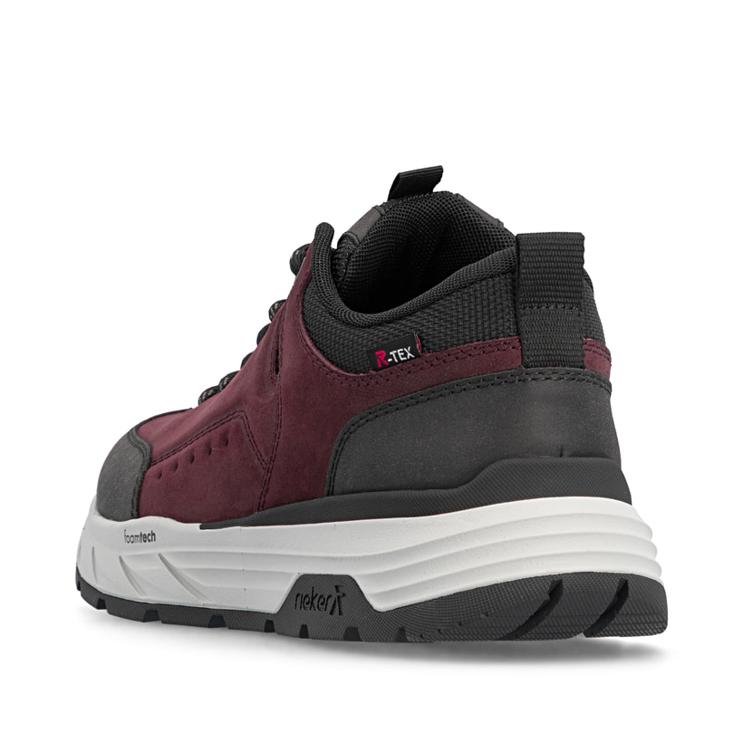 Baskets basses Rieker rouges pour hommes 06103-35 avec membrane RiekerTEX. Chaussure vue de l'arrière.