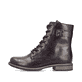 Schwarz-rote Rieker Damen Schnürstiefel 74802-35 mit einem Reißverschluss. Schuh Außenseite.
