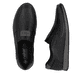 Schwarze Rieker Herren Slipper 11962-00 mit Gummizug sowie Komfortweite G 1/2. Schuh von oben, liegend.