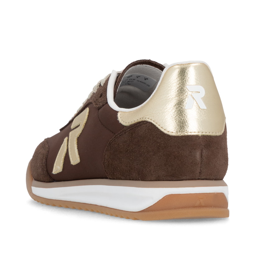 Baskets basses marron Rieker Sport pour femmes W4000-25. Chaussure vue de l'arrière.
