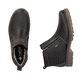 Dunkelbraune Rieker Herren Kurzstiefel 39871-25 aus Glattleder. Schuh von oben, liegend.