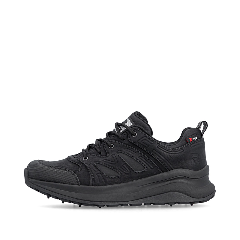 Schwarze Rieker Damen Sneaker Low Z0900-00 mit wasserabweisender TEX-Membran. Schuh Außenseite.