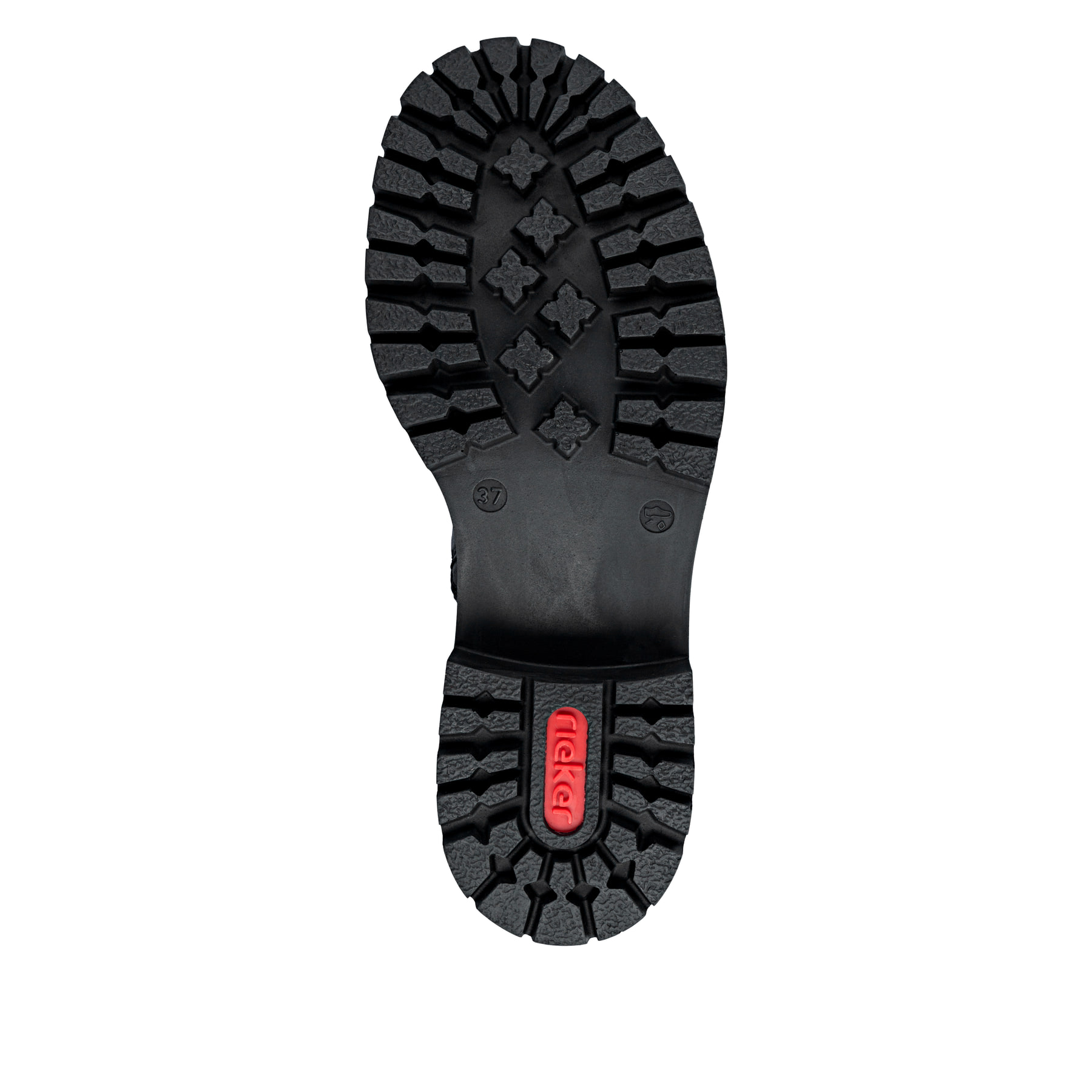 Schwarze Rieker Damen Hochschaftstiefel 72656-00 mit einem Reißverschluss. Schuh Laufsohle.