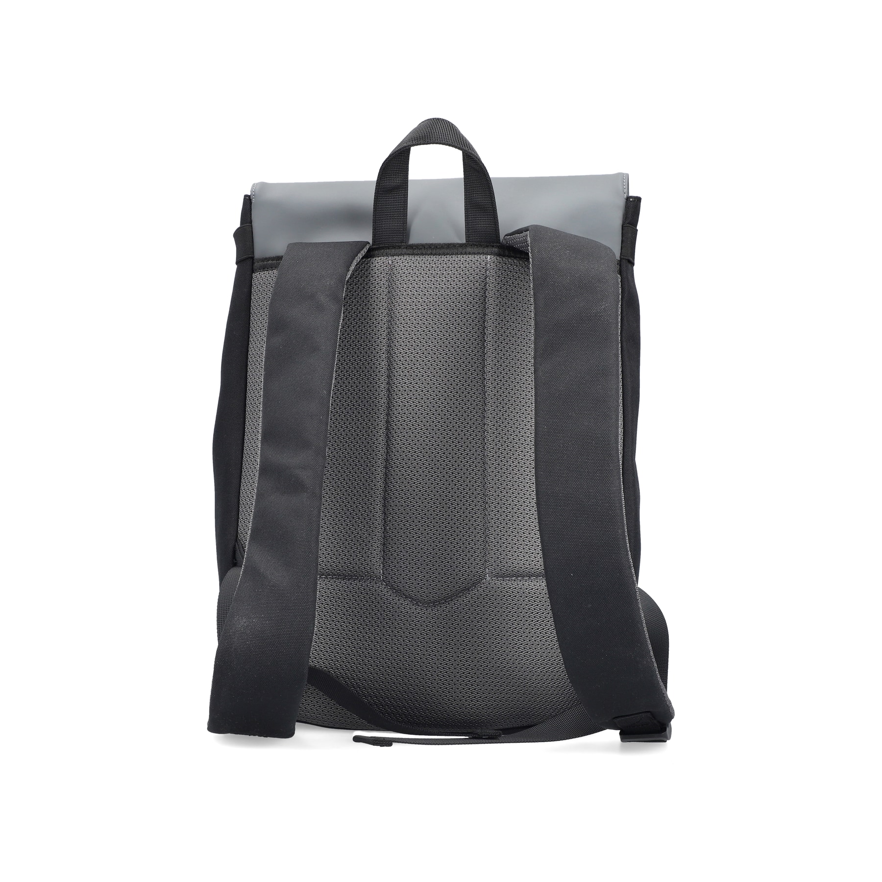 Sac à dos Rieker H5100-42 en gris avec fermeture velcro et compartiment rembourré pour ordinateur portable. Côté gauche.
