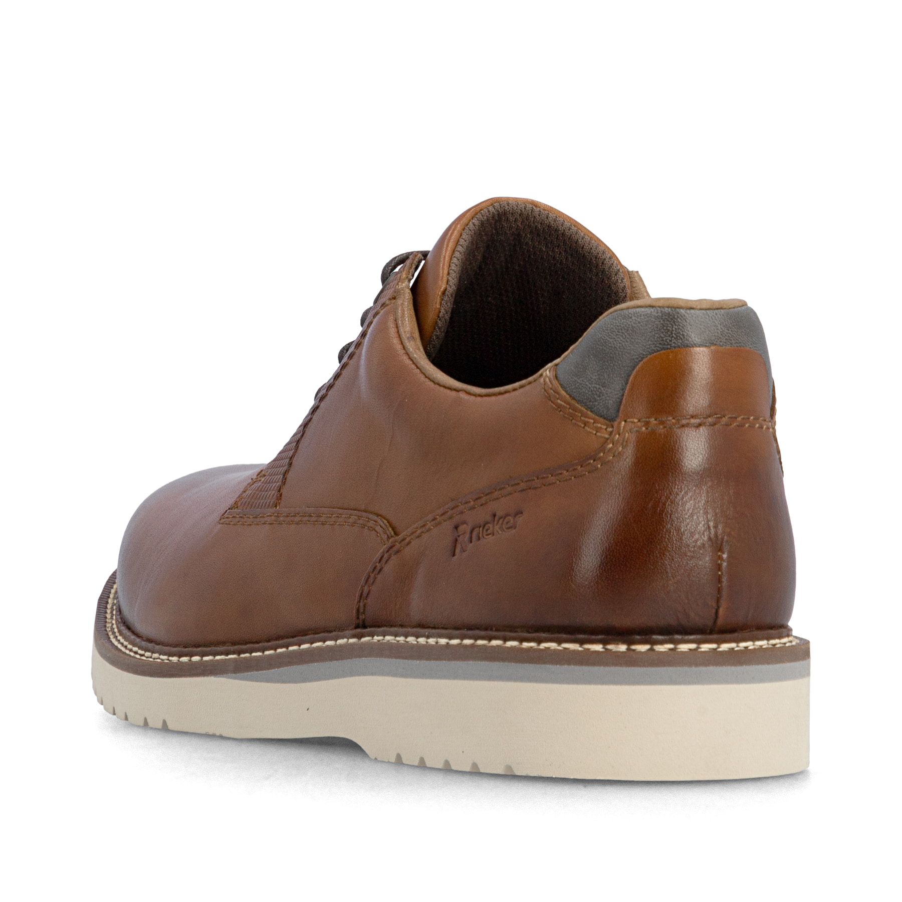 Chaussures à lacets Rieker marron pour hommes 04503-24 en cuir lisse. Chaussure vue de l'arrière.