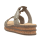 Grüne Rieker Damen Pantoletten 629K9-52 mit einem Klettverschluss. Schuh von hinten.
