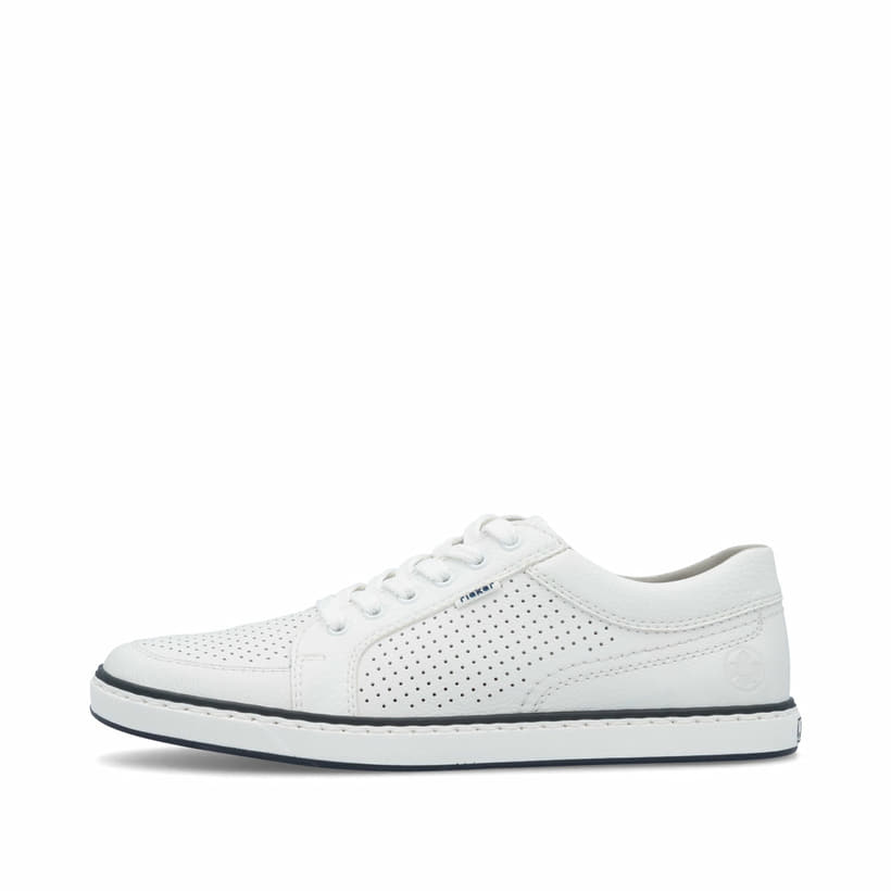 Weiße Rieker Herren Schnürschuhe 19603-80 mit modernen Ziernähten. Schuh Außenseite.