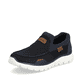 Blaue Rieker Herren Slipper B6651-14 mit flexibler und ultra leichter Sohle. Schuh seitlich schräg.