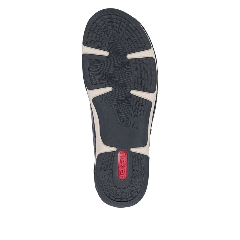 Brombeerfarbene Rieker Damen Schnürschuhe 55920-30 mit modernen Ziernähten. Schuh Laufsohle.