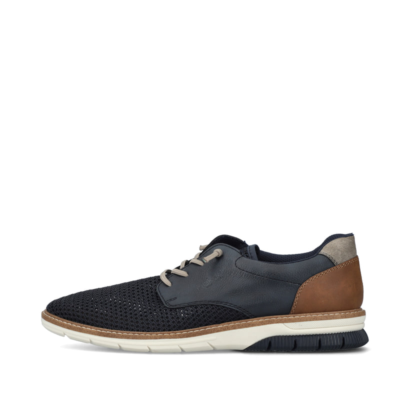 Blaue Rieker Herren Schnürschuhe 14442-14 mit der Komfortweite G 1/2. Schuh Außenseite.