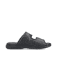 Schwarze Rieker Herren Pantoletten 25590-00 mit einem Klettverschluss. Schuh Innenseite.