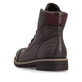 Dunkelbraune Rieker Damen Schnürstiefel 73510-26 mit einem Reißverschluss. Schuh von hinten.