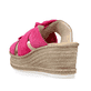 Rosane Rieker Damen Pantoletten 68789-31 mit dekorativer Schleife sowie Gummizug. Schuh von hinten.