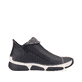 Schwarz-graue Rieker Damen Kurzstiefel 45983-00 mit einem Reißverschluss. Schuh Innenseite.