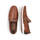 Braune Rieker Herren Slipper 09055-22 mit Gummizug sowie der Komfortweite G 1/2. Schuh von oben, liegend.