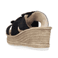 Schwarze Rieker Damen Pantoletten 68789-00 mit dekorativer Schleife. Schuh von hinten.