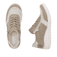 Beige Rieker Damen Schnürschuhe 59502-62 mit Reißverschluss sowie Extraweite H. Schuh von oben, liegend.