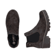 Dunkelbraune Rieker Damen Chelsea Boots 79265-25 aus Rauleder mit einem Gummizug. Schuh von oben, liegend.