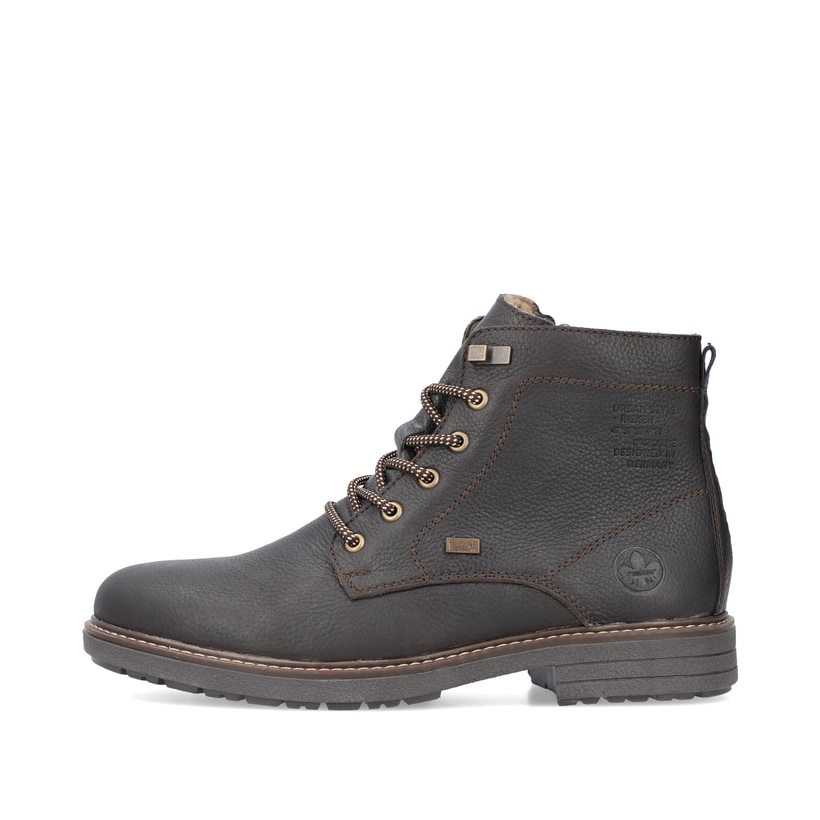 
Kaffeebraune Rieker Herren Schnürstiefel 33121-25 mit Schnürung und Reißverschluss. Schuh Außenseite