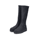 Schwarze Rieker Damen Hochschaftstiefel Z8990-00 mit einem Reißverschluss. Schuhpaar seitlich schräg.