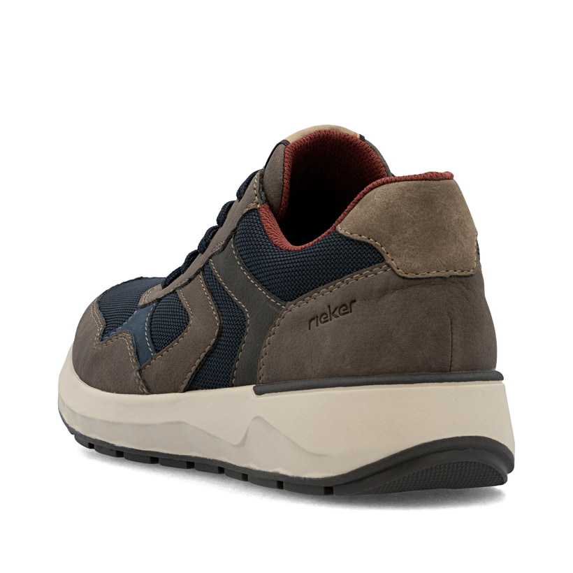 Blaue Rieker Herren Sneaker Low 11501-14 mit Reißverschluss sowie Extraweite H. Schuh von hinten.
