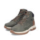Dunkelgrün-schwarze Rieker Herren Schnürstiefel 30212-54 mit Reißverschluss. Schuhpaar seitlich schräg.