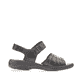 Schwarze Rieker Damen Riemchensandalen 64560-01 mit modischen Raffungen. Schuh Innenseite.