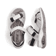 Graue Rieker Damen Trekkingsandalen 67651-40 mit Rieker Air Sohlenfenster. Schuh von oben, liegend.