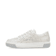 Beige Rieker Damen Sneaker Low L8849-60 in Löcheroptik mit einer Schnürung. Schuh Außenseite.