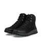 Schwarze Rieker Herren Schnürstiefel B8122-00 aus Rauleder. Schuhpaar seitlich schräg.
