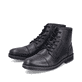 Schwarze Rieker Herren Schnürstiefel F4546-00 aus Glattleder. Schuhpaar seitlich schräg.