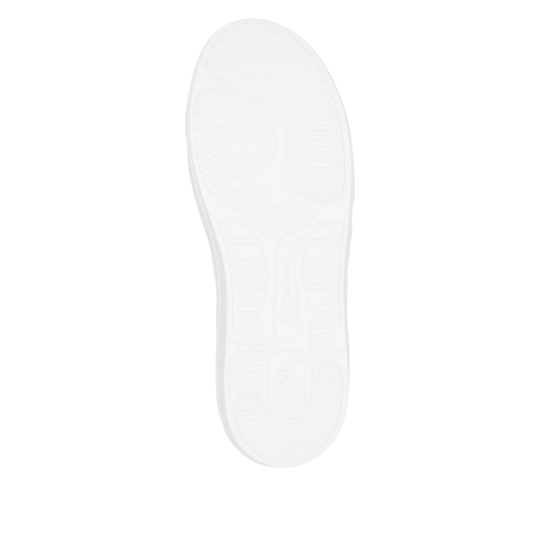 Baskets basses Rieker blanches pour femme W1202-83 avec lacets. Semelle extérieure de la chaussure.