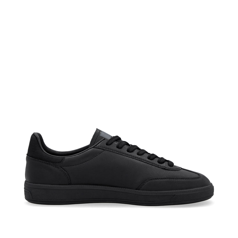 Baskets basses Rieker noires pour homme U2200-02 avec lacets. Chaussure vue de l'arrière.